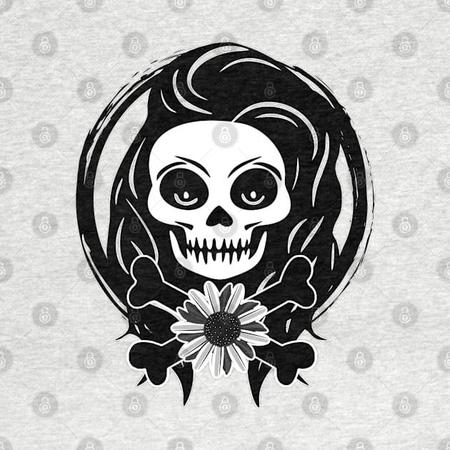 Florist Skull and Flower Black Logo by Nuletto